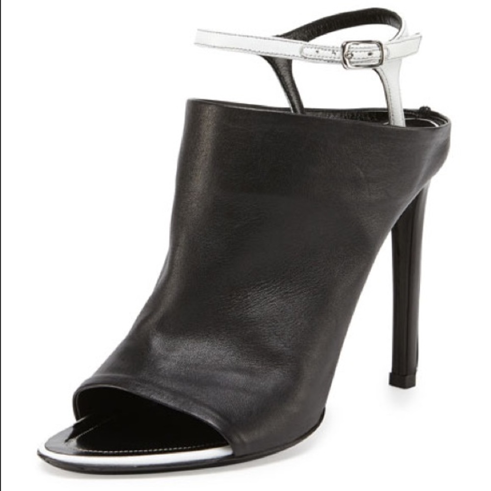 Balenciaga Black & White Leather Glove Sandals 39